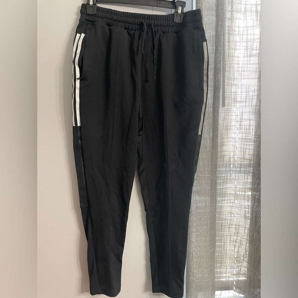 adidas Black Joggers with White Stripes